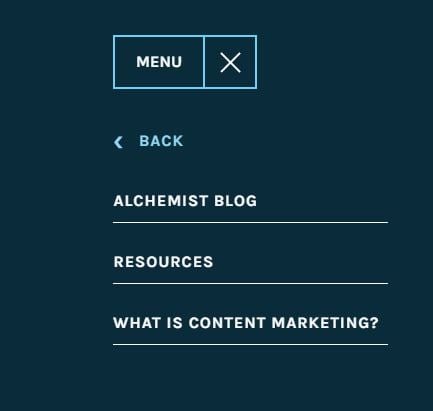 Brand chemistry's Pillar Page - Insights Menu