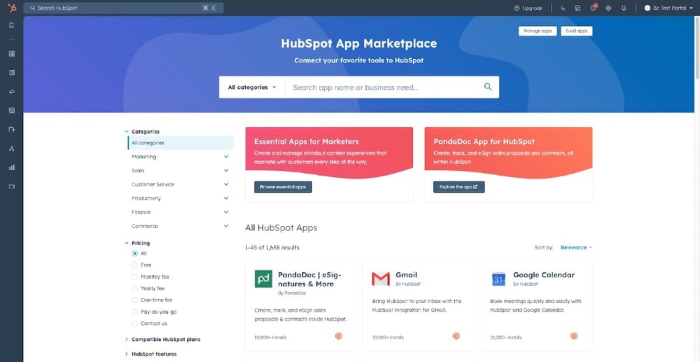HubSpot website builder integration with HubSpot's CRM and marketing tools