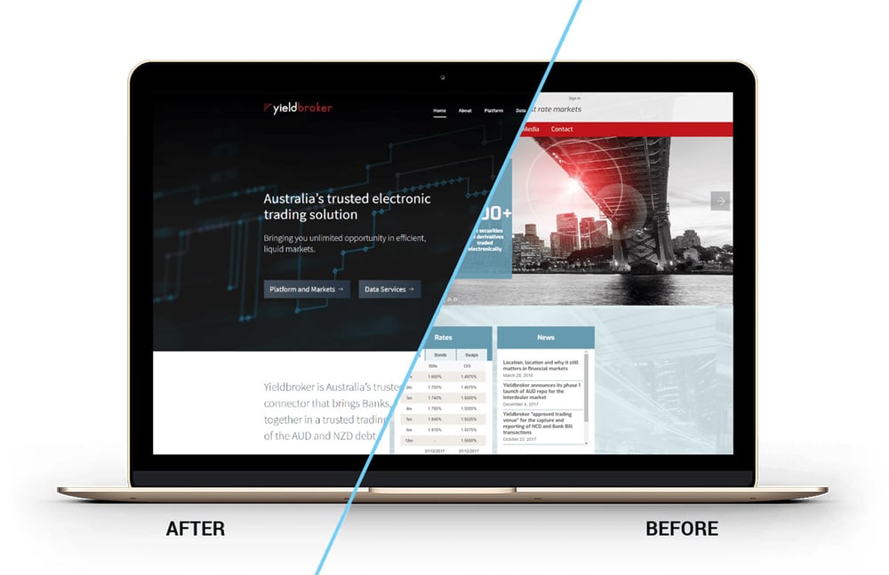 Yieldbroker website before and after