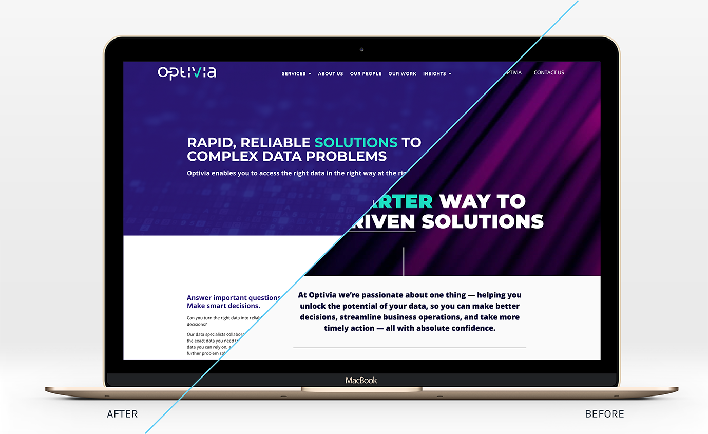Optivia website on laptop