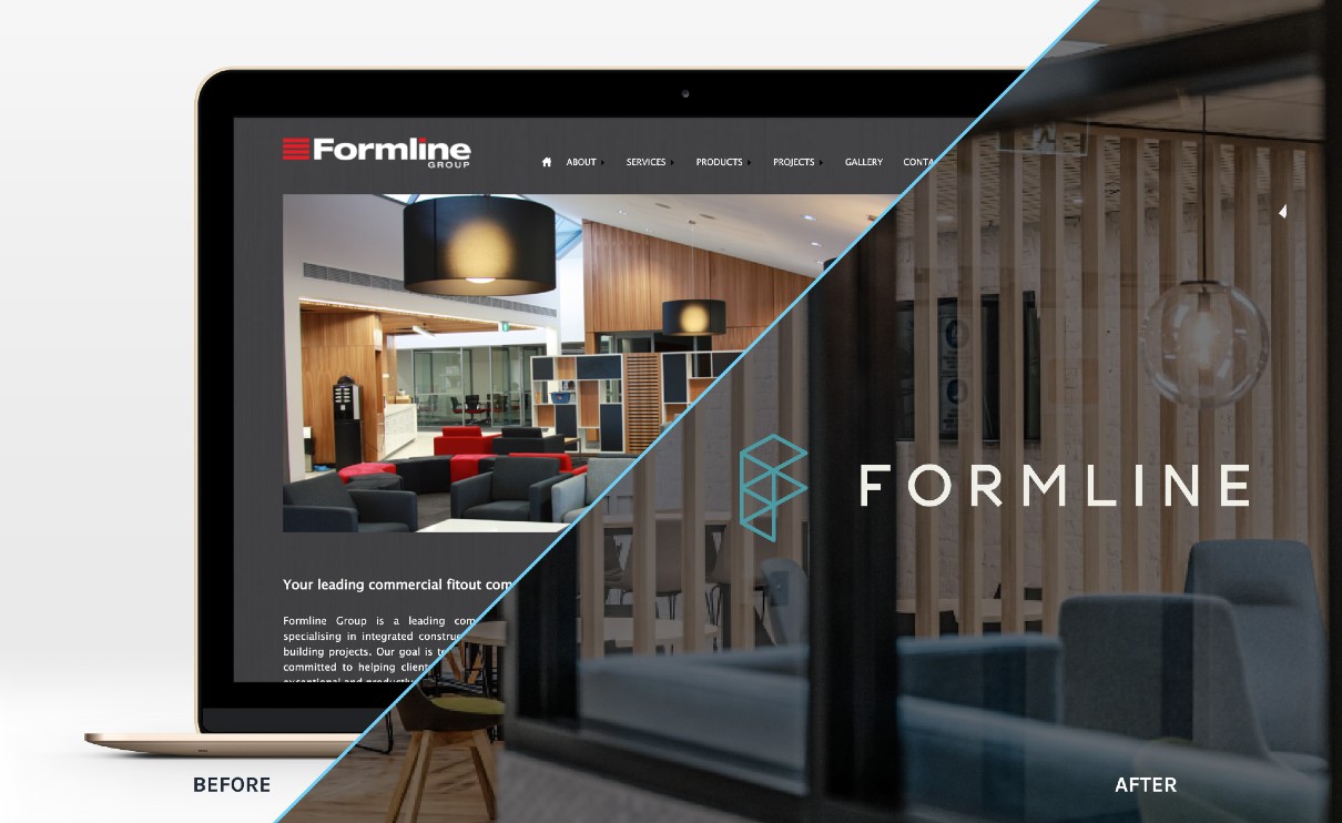Formline Group — brand identity before and after rebrand